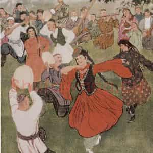 1951年 黄胄《苹果花开的时候》国画人物作品图片鉴赏