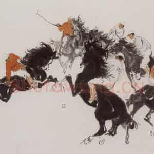 1953年 黄胄《打马球》国画综合作品图片鉴赏