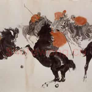 1953年 黄胄《打马球》国画综合作品图片鉴赏