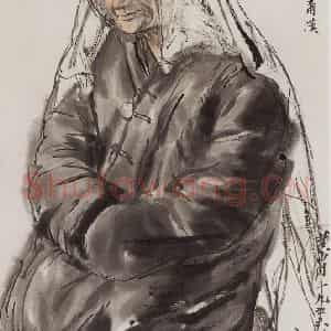 1956年 黄胄《贫农大娘卓尔汗》国画人物作品图片鉴赏