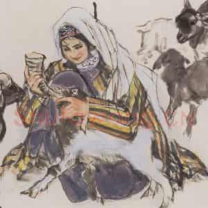 1957年 黄胄《育羔》国画综合作品图片鉴赏