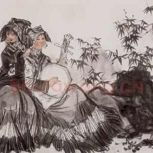 1960年 黄胄《彝族歌手》国画人物作品图片鉴赏
