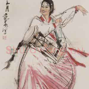 1977年 黄胄《长鼓舞》国画人物作品图片鉴赏