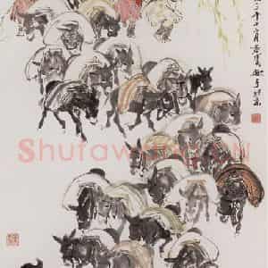 1972年 黄胄《运粮》国画人物作品图片鉴赏