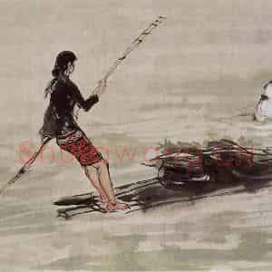 1975年 黄胄《牧鹅》国画人物作品图片鉴赏