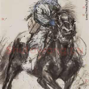 1976年 黄胄《飞雪迎春》国画人物作品图片鉴赏