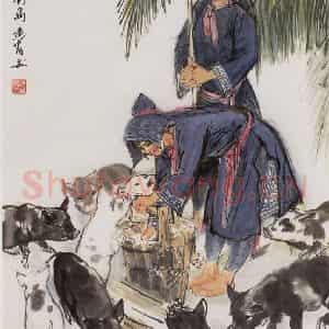 1973年 黄胄《公社饲养员》国画人物作品图片鉴赏