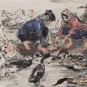 1983年 黄胄《太湖边》国画人物作品图片鉴赏