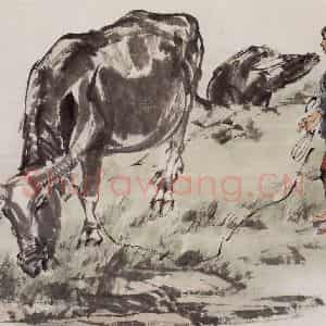 1983年 黄胄《牧牛》国画人物作品图片鉴赏