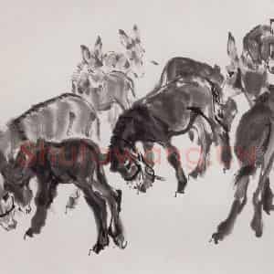 1980年 黄胄《群驴》国画花鸟作品图片鉴赏
