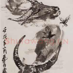 1982年 黄胄《互助》国画花鸟作品图片鉴赏
