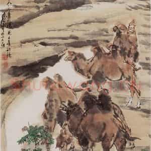 1983年 黄胄《古城群驼》国画山水作品图片鉴赏
