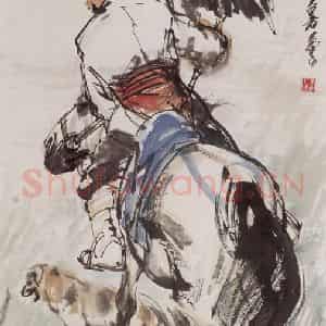 1981年 黄胄《鹰猎》国画人物作品图片鉴赏