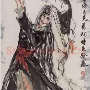1982年 黄胄《塔吉克舞》国画人物作品图片鉴赏