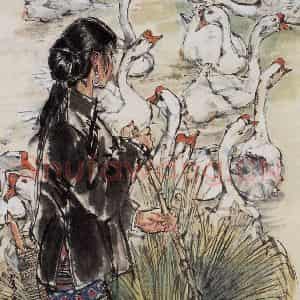 1983年 黄胄《万泉河边》国画人物作品图片鉴赏