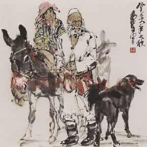 1983年 黄胄《爷孙俩》国画综合作品图片鉴赏