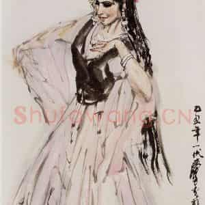 1985年 黄胄《维族舞》国画人物作品图片鉴赏