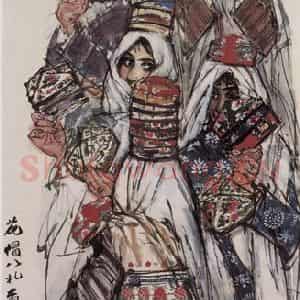 1985年 黄胄《花帽巴扎》国画人物作品图片鉴赏