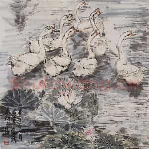 1984年 黄胄《群鹅》国画综合作品图片鉴赏