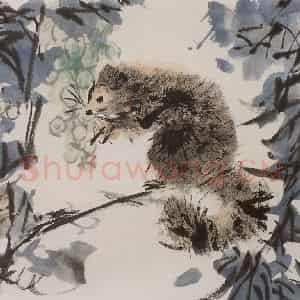 1984年 黄胄《松鼠》国画综合作品图片鉴赏