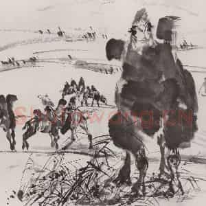 1984年 黄胄《韩海之舟》国画综合作品图片鉴赏