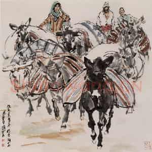 1983年 黄胄《运粮》国画综合作品图片鉴赏