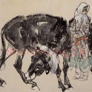 1984年 黄胄《少女牧驴》国画综合作品图片鉴赏
