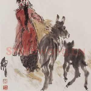 黄胄《放驴》国画综合作品图片鉴赏