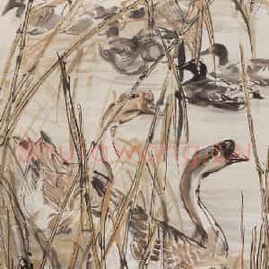 1988年 黄胄《芦塘》国画花鸟作品图片鉴赏