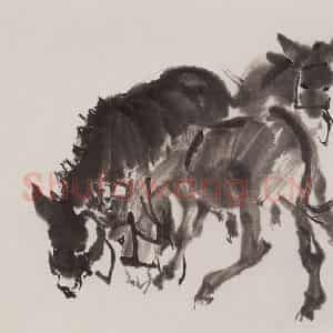 1990年 黄胄《三驴》国画花鸟作品图片鉴赏