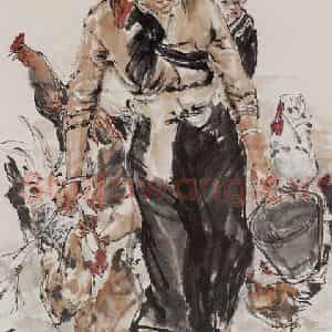 1987年 黄胄《村妇》国画人物作品图片鉴赏
