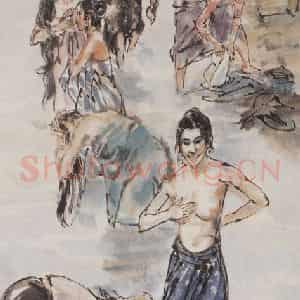 1987年 黄胄《傣族妇女》国画人物作品图片鉴赏