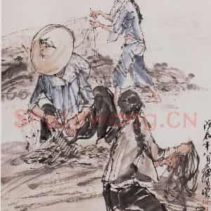 1988年 黄胄《织网》国画综合作品图片鉴赏