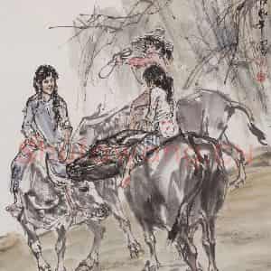 1988年 黄胄《放牛》国画花鸟作品图片鉴赏