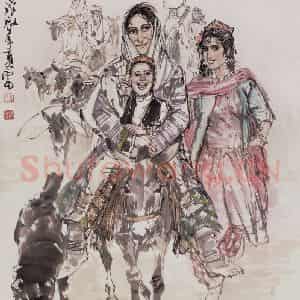 1988年 黄胄《赶集》国画人物作品图片鉴赏