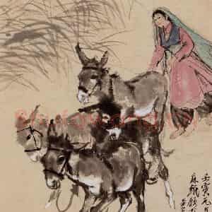 1962年 黄胄《少女牧驴》国画综合作品图片鉴赏