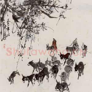 1962年 黄胄《秋山牧归》国画综合作品图片鉴赏