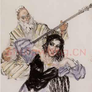 1982年 黄胄《舞蹈人物》国画人物作品图片鉴赏