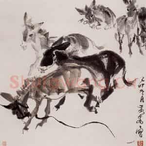 1975年 黄胄《六驴图》国画花鸟作品图片鉴赏