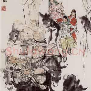 1973年 黄胄《踏歌行》国画综合作品图片鉴赏