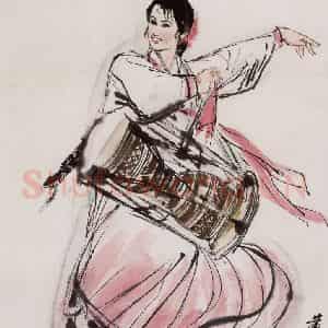 黄胄《朝鲜舞》国画人物作品图片鉴赏