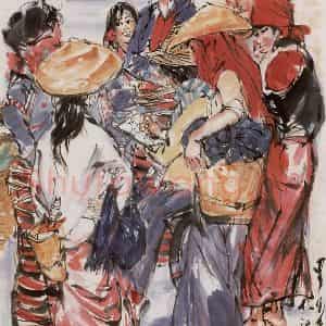 1984年 黄胄《少数民族姑娘》国画人物作品图片鉴赏
