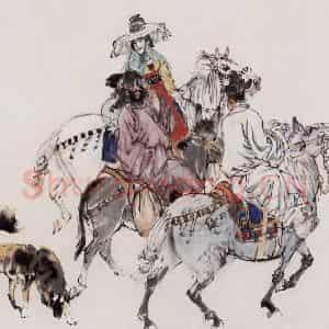 黄胄《风尘三侠》国画综合作品图片鉴赏