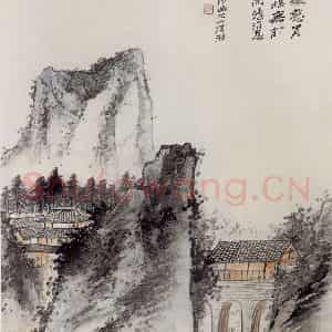 张大千《仿石涛山水图》国画山水作品图片鉴赏