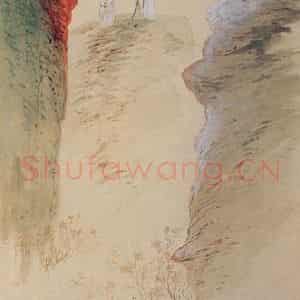 张大千《二叟山巅客话图》国画山水作品图片鉴赏