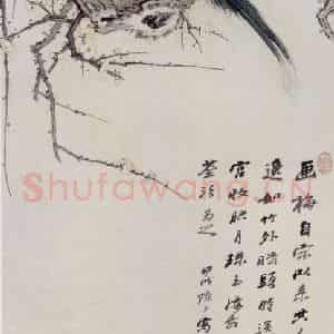 张大千《白梅绶带图》国画花鸟作品图片鉴赏