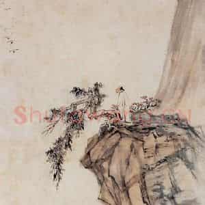 张大千《秋林渔隐图》国画山水作品图片鉴赏