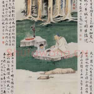 张大千《仿宋人得句图》国画人物作品图片鉴赏