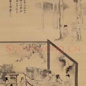 张大千《仿宋人鉴古图》国画人物作品图片鉴赏