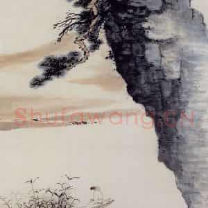 张大千《舟中看山图》国画山水作品图片鉴赏